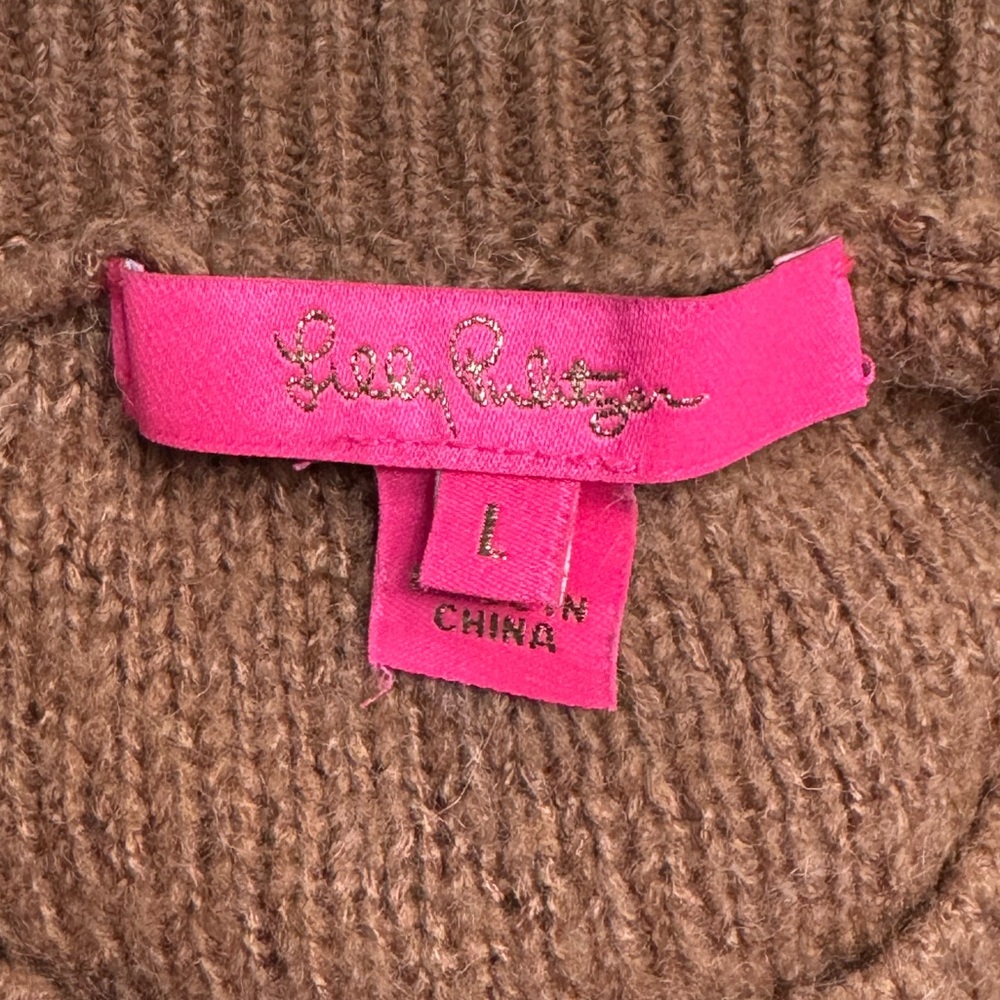 Lilly Pulitzer Elannie Brown Ombré Stripe Crewneck Sweater Size Large - Picture 3 of 5